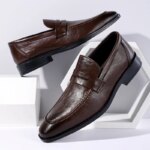 Zapatos de Vestir de Negocios de Talla Grande para Hombre, Color Sólido, Primavera Otoño, Zapatos de Cuero, Moda Masculina, Zapatos Casuales para Boda, Mocasines para Hombre - Imagen 5