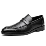 Zapatos de Vestir de Negocios de Talla Grande para Hombre, Color Sólido, Primavera Otoño, Zapatos de Cuero, Moda Masculina, Zapatos Casuales para Boda, Mocasines para Hombre
