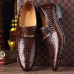 Zapatos de lujo para Hombre, zapatos de vestir con patrón de cuero PU para Hombre, calzado informal social para Hombre, calzado de boda, Zapatos para Hombre 2023 - Imagen 3