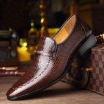 Zapatos de lujo para Hombre, zapatos de vestir con patrón de cuero PU para Hombre, calzado informal social para Hombre, calzado de boda, Zapatos para Hombre 2023 - Imagen 4