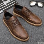 Zapatos de cuero informales para hombre, zapatos de trabajo negros transpirables de verano a la moda, zapatos planos cómodos formales clásicos informales a la moda - Imagen 2