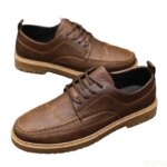 Zapatos de cuero informales para hombre, zapatos de trabajo negros transpirables de verano a la moda, zapatos planos cómodos formales clásicos informales a la moda - Imagen 6