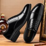 Nuevos zapatos planos de 37-46 para hombre/6CM con elevador, zapatos de cuero formales de negocios, zapatos de traje de boda informales británicos para hombre - Imagen 4