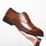 Nuevos zapatos planos de 37-46 para hombre/6CM con elevador, zapatos de cuero formales de negocios, zapatos de traje de boda informales británicos para hombre - Imagen 5