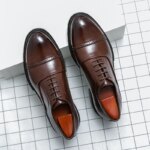 Zapatos Brogue clásicos para hombre, zapatos de cuero de tendencia para bodas y eventos sociales, zapatos de vestir de alta calidad para hombre, zapatos informales de negocios para hombre - Imagen 2
