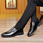 Mocasines de cuero negros para hombre, cómodos, antideslizantes, formales, para negocios, oficina y uso diario. - Imagen 3