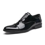 Zapatos clásicos de charol para hombre, calzado de cuero brillante, Formal, para negocios, oficina, boda, con cordones, talla grande 38-49 - Imagen 3