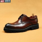 Zapatos Oxford de cuero genuino de lujo para hombre, zapatos clásicos negros y marrones, vestido Brogue con cordones, zapatos formales para boda, oficina y negocios - Imagen 6