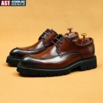 Zapatos Oxford de cuero genuino de lujo para hombre, zapatos clásicos negros y marrones, vestido Brogue con cordones, zapatos formales para boda, oficina y negocios - Imagen 2