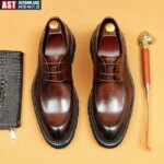 Zapatos Oxford de cuero genuino de lujo para hombre, zapatos clásicos negros y marrones, vestido Brogue con cordones, zapatos formales para boda, oficina y negocios