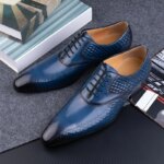 Venta al por mayor de fábrica, zapatos de cuero para hombres, vestido de lujo, trajes de fiesta de boda para oficina, calzado a juego, zapato de hombre de negocios de moda hecho a mano - Imagen 5