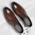 Zapatos Oxford de talla grande a la moda para hombre, primavera y otoño, nuevos zapatos de vestir de encaje de diseñador, zapatos de cuero informales de negocios para hombre - Imagen 3