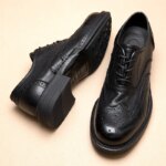 Zapatos Vintage de cuero genuino para hombre, zapatos de alta calidad, vestido Formal clásico de lujo para hombre, zapato clásico elegante italiano de Cuero de vaca negro - Imagen 3
