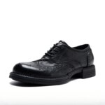 Zapatos Vintage de cuero genuino para hombre, zapatos de alta calidad, vestido Formal clásico de lujo para hombre, zapato clásico elegante italiano de Cuero de vaca negro - Imagen 2