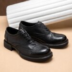 Zapatos Vintage de cuero genuino para hombre, zapatos de alta calidad, vestido Formal clásico de lujo para hombre, zapato clásico elegante italiano de Cuero de vaca negro - Imagen 4