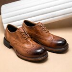 Zapatos Vintage de cuero genuino para hombre, zapatos de alta calidad, vestido Formal clásico de lujo para hombre, zapato clásico elegante italiano de Cuero de vaca negro - Imagen 5