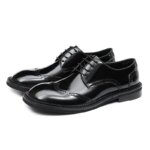Zapatos Brogue Retro para Hombre, de Cuero Genuino de Lujo, Punta Redonda, Hechos a Mano, Planos, Color Marrón y Negro, para Bodas y Eventos Sociales - Imagen 6