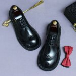 Zapatos Brogue Retro para Hombre, de Cuero Genuino de Lujo, Punta Redonda, Hechos a Mano, Planos, Color Marrón y Negro, para Bodas y Eventos Sociales - Imagen 5