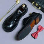 Zapatos Brogue Retro para Hombre, de Cuero Genuino de Lujo, Punta Redonda, Hechos a Mano, Planos, Color Marrón y Negro, para Bodas y Eventos Sociales - Imagen 4