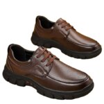 Zapatos Casuales de Cuero para Hombre, Suela Suave Antideslizante, Resistentes al Desgaste, Zapatos Formales de Negocios, Zapatos de Moda para Papá, Cómodos y Transpirables - Imagen 5