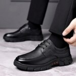 Zapatos Casuales de Cuero para Hombre, Suela Suave Antideslizante, Resistentes al Desgaste, Zapatos Formales de Negocios, Zapatos de Moda para Papá, Cómodos y Transpirables - Imagen 3