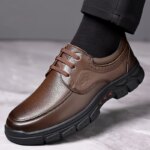 Zapatos Casuales de Cuero para Hombre, Suela Suave Antideslizante, Resistentes al Desgaste, Zapatos Formales de Negocios, Zapatos de Moda para Papá, Cómodos y Transpirables - Imagen 4