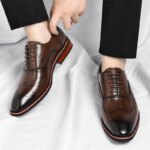 Zapatos de Cuero Brogue para Hombre, Elegantes y Cómodos, Formales para Negocios, Estilo Derby, Diseño Floral Tallado, Estilo Británico - SJ2001 - Imagen 3