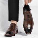 Zapatos de Cuero Brogue para Hombre, Elegantes y Cómodos, Formales para Negocios, Estilo Derby, Diseño Floral Tallado, Estilo Británico - SJ2001 - Imagen 2