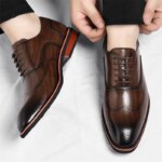Zapatos de Cuero Brogue para Hombre, Elegantes y Cómodos, Formales para Negocios, Estilo Derby, Diseño Floral Tallado, Estilo Británico - SJ2001 - Imagen 5