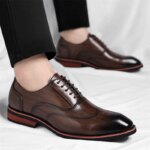 Zapatos de Cuero Brogue para Hombre, Elegantes y Cómodos, Formales para Negocios, Estilo Derby, Diseño Floral Tallado, Estilo Británico - SJ2001 - Imagen 4
