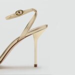 Sandalias de Tacón Fino Doradas Mango Sexy para Mujer, con Hebilla, Correa Fina, Decoración Metálica, Tacones Altos Cómodos y... - Imagen 3