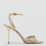 Sandalias de Tacón Fino Doradas Mango Sexy para Mujer, con Hebilla, Correa Fina, Decoración Metálica, Tacones Altos Cómodos y... - Imagen 5