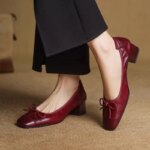 Zapatos de Tacón Alto de Cuero Suave con Lazo Retro Estilo Francés para Mujer, Primavera 2026, Sandalias de Tacón Grueso con Punta Cuadrada, Tallas 35-42 - Imagen 2