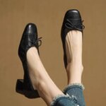 Zapatos de Tacón Alto de Cuero Suave con Lazo Retro Estilo Francés para Mujer, Primavera 2026, Sandalias de Tacón Grueso con Punta Cuadrada, Tallas 35-42 - Imagen 6