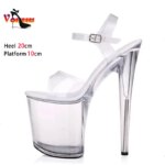 Sandalias de verano para mujer 13 15 17 20cm tacón alto tacones finos de cristal zapatos de boda de lujo para mujer sandalias de plataforma transparentes sexis