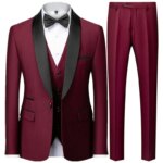Conjunto negro de tres piezas para fiesta de boda de otoño para hombre, chaqueta masculina de talla grande, abrigo, pantalones y chaleco, traje ajustado a la moda - Imagen 6