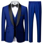 Conjunto negro de tres piezas para fiesta de boda de otoño para hombre, chaqueta masculina de talla grande, abrigo, pantalones y chaleco, traje ajustado a la moda - Imagen 4