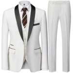 Conjunto negro de tres piezas para fiesta de boda de otoño para hombre, chaqueta masculina de talla grande, abrigo, pantalones y chaleco, traje ajustado a la moda - Imagen 2