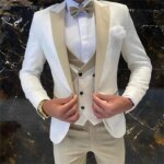Traje de boda de 3 piezas para hombre, jacquard, corte ajustado, con solapa de pico, blazer, chaleco y pantalón, conjunto para negocios, graduación, fiesta, ropa formal para hombre - Imagen 4