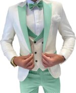 Traje de boda de 3 piezas para hombre, jacquard, corte ajustado, con solapa de pico, blazer, chaleco y pantalón, conjunto para negocios, graduación, fiesta, ropa formal para hombre - Imagen 5