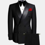 Traje de esmoquin de doble botonadura para hombre, corte ajustado, solapa tipo chal, conjunto de chaqueta y pantalón formal para bodas, fiestas y graduaciones