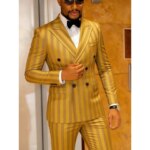Traje de 2 Piezas para Hombre Slim Fit Rayado Cruzado Solapa de Pico Chaqueta Pantalones Cintura Elástica Boda Fiesta Graduación Esmoquin Estilo Moderno Elegante Mezcla de Rayón Confortable de Alta Calidad Premium 2026 - Imagen 3