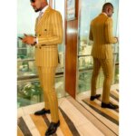 Traje de 2 Piezas para Hombre Slim Fit Rayado Cruzado Solapa de Pico Chaqueta Pantalones Cintura Elástica Boda Fiesta Graduación Esmoquin Estilo Moderno Elegante Mezcla de Rayón Confortable de Alta Calidad Premium 2026 - Imagen 4