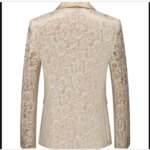 Nuevo Trajes de boda de Jacquard champán para hombre, chaqueta con solapa, chaleco, pantalones, trajes de negocios ajustados, traje para fiesta de graduación, 3 uds. - Imagen 3