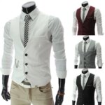 Nueva llegada chalecos de vestir para hombres chaleco ajustado traje para hombre chaleco masculino chaleco Homme Casual sin mangas chaqueta de negocios Formal