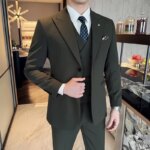Conjunto de tres piezas ajustado para padrinos de boda, traje Formal de negocios de boda con dos botones de estilo coreano, vestido de padrino de novio atractivo de alta calidad