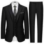 Traje de tres piezas de alta gama para hombre, 13 opciones de color, chaqueta de XS-7XL, chaleco, pantalones, conjunto Formal de negocios, boda, novio, Color sólido - Imagen 5
