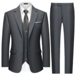 Traje de tres piezas de alta gama para hombre, 13 opciones de color, chaqueta de XS-7XL, chaleco, pantalones, conjunto Formal de negocios, boda, novio, Color sólido - Imagen 4