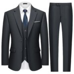 Traje de tres piezas de alta gama para hombre, 13 opciones de color, chaqueta de XS-7XL, chaleco, pantalones, conjunto Formal de negocios, boda, novio, Color sólido - Imagen 6
