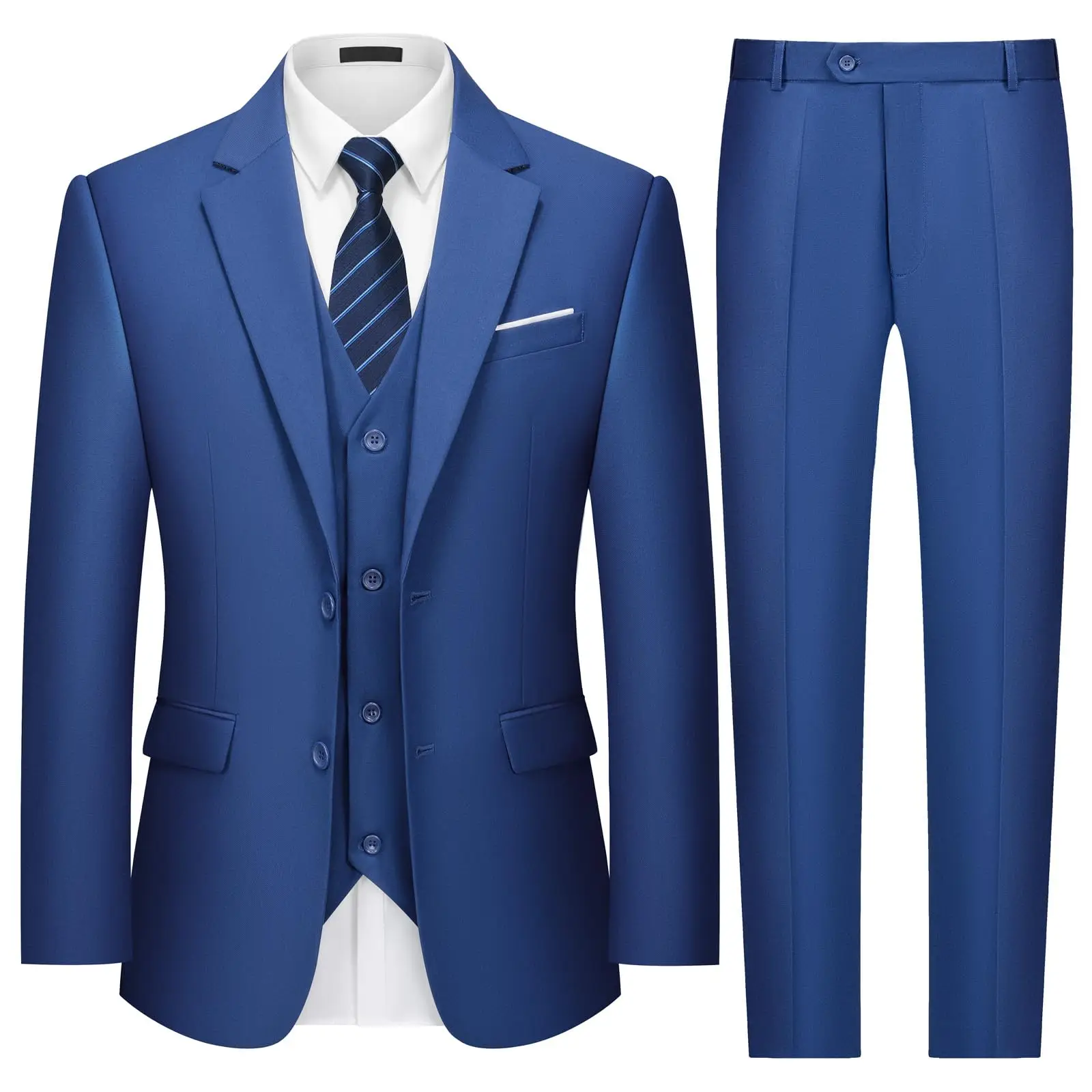 76144-mhat52.jpg Traje de tres piezas de alta gama para hombre, 13 opciones de color, chaqueta de XS-7XL, chaleco, pantalones, conjunto Formal de negocios, boda, novio, Color sólido - Imagen 1